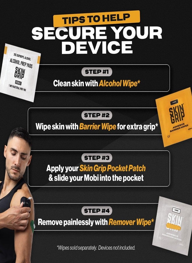 Skin Grip Tandem Mobi Adhesive Pocket Patch with Cutout – 5 Pack – Waterproof & Sweatproof Pocket Case, Replaces Original Patch, Lasts 6+ Days, Skin-Friendly, (Black) - Image 5